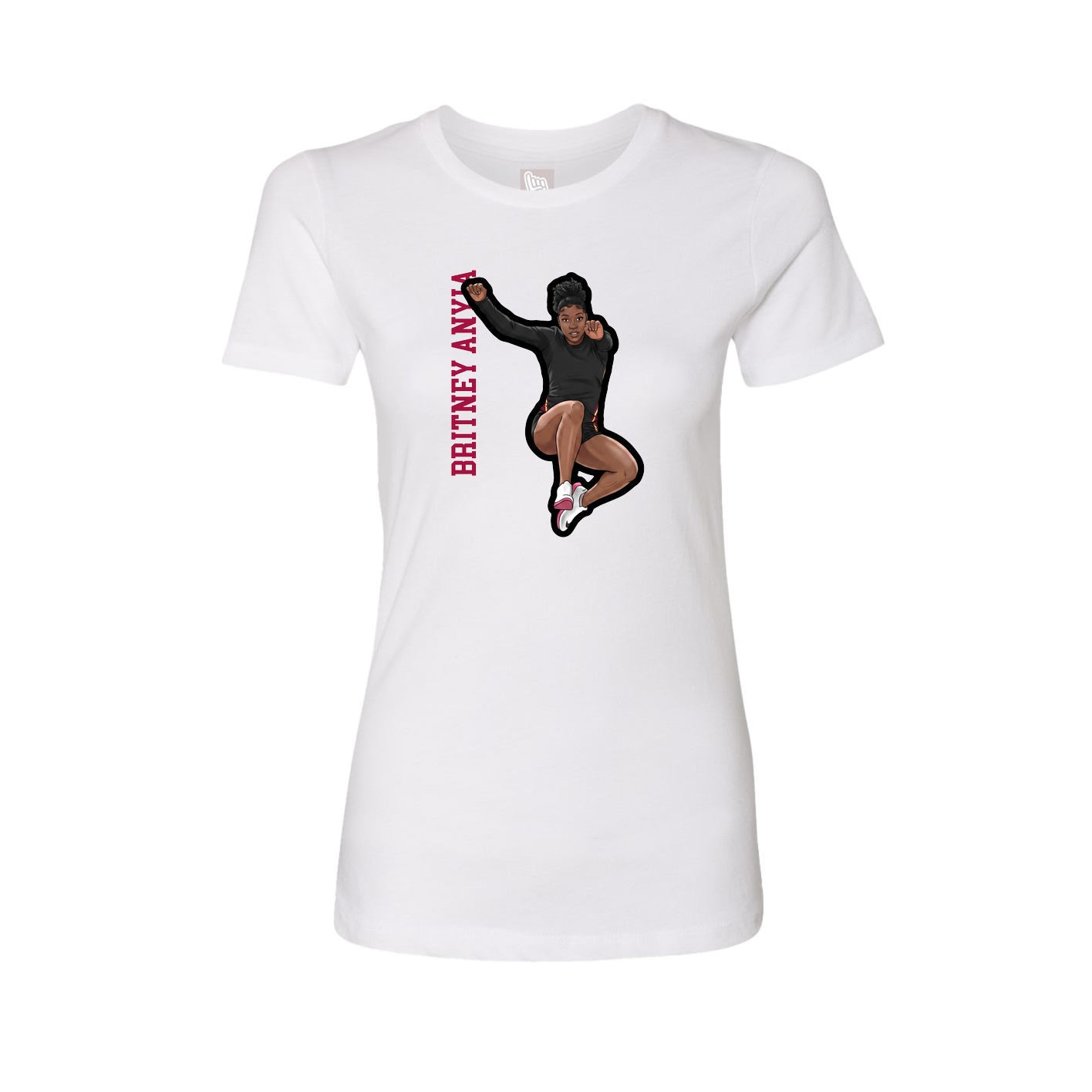 Womens Tee — Name Vertical in White