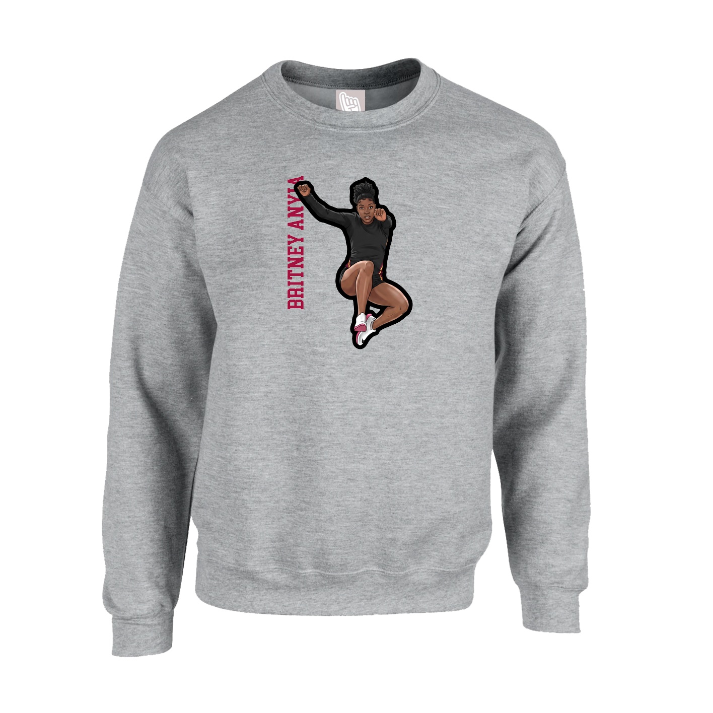 Fleece Crew — Name Vertical in Grey