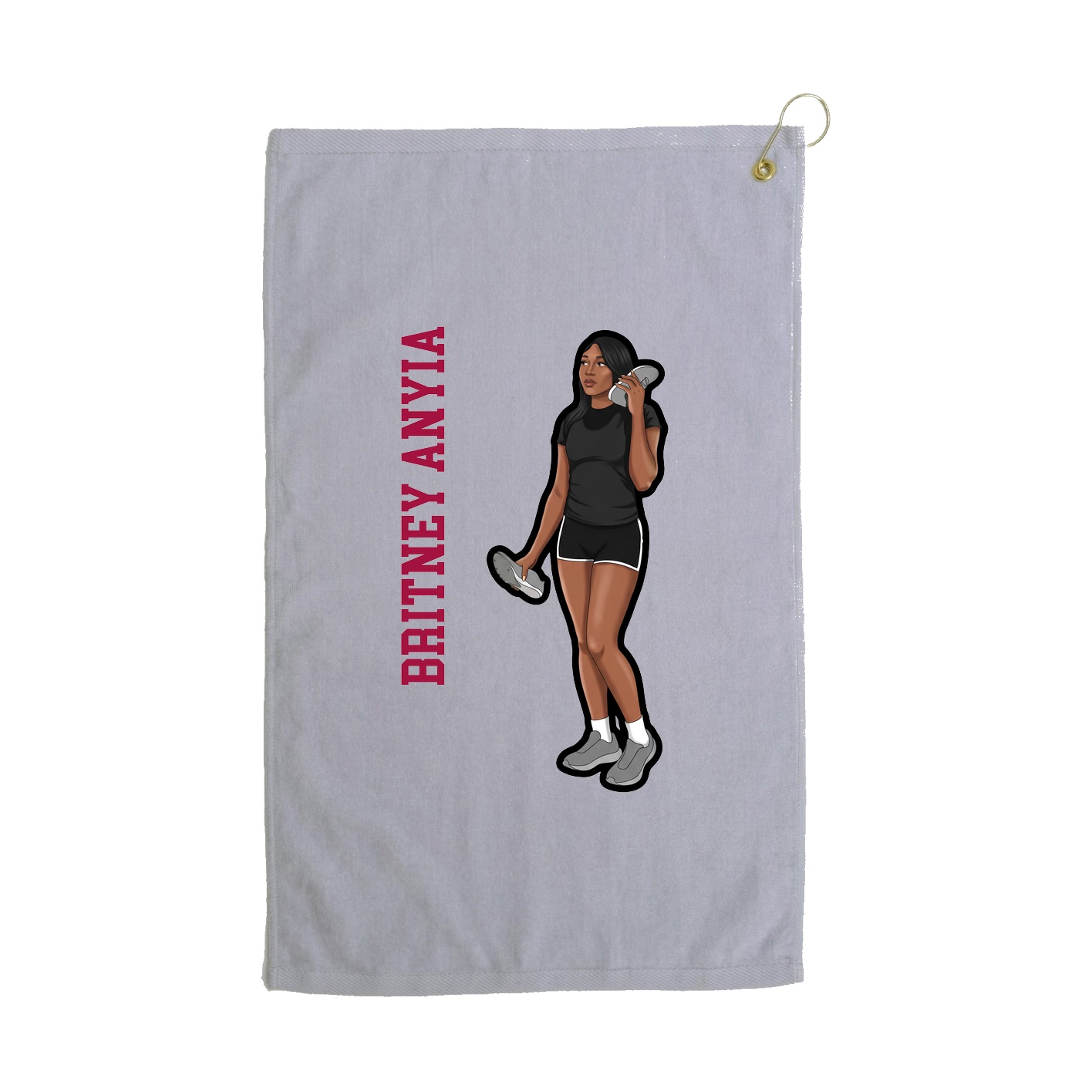 Golf Towel — Name Vertical in Grey