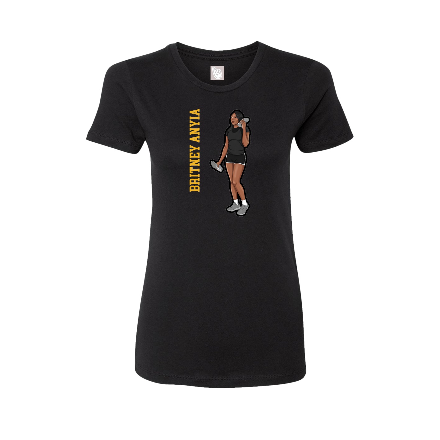 Womens Tee — Name Vertical in Black