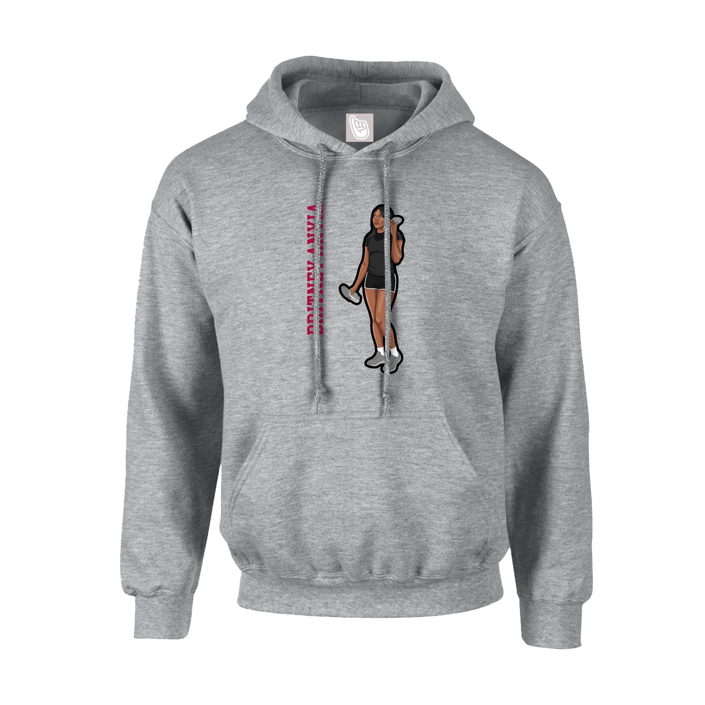 Hoodie — Name Vertical in Grey
