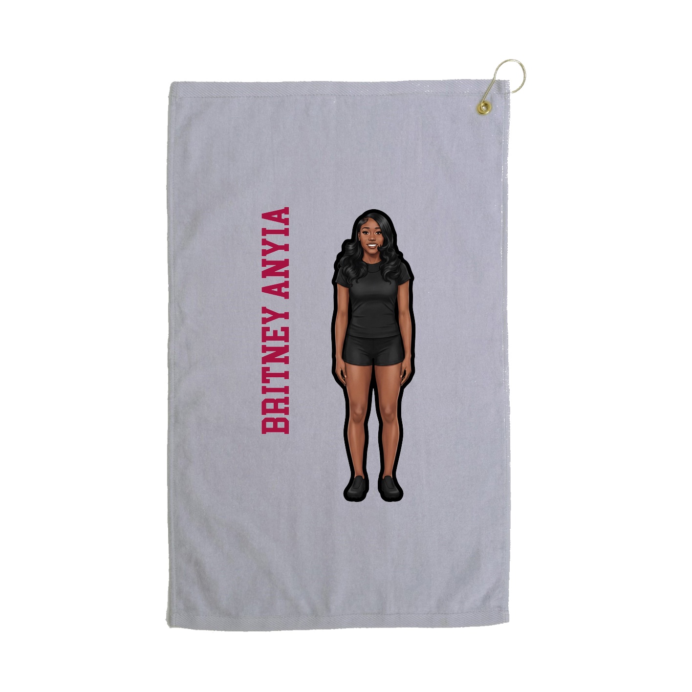 Golf Towel — Name Vertical in Grey