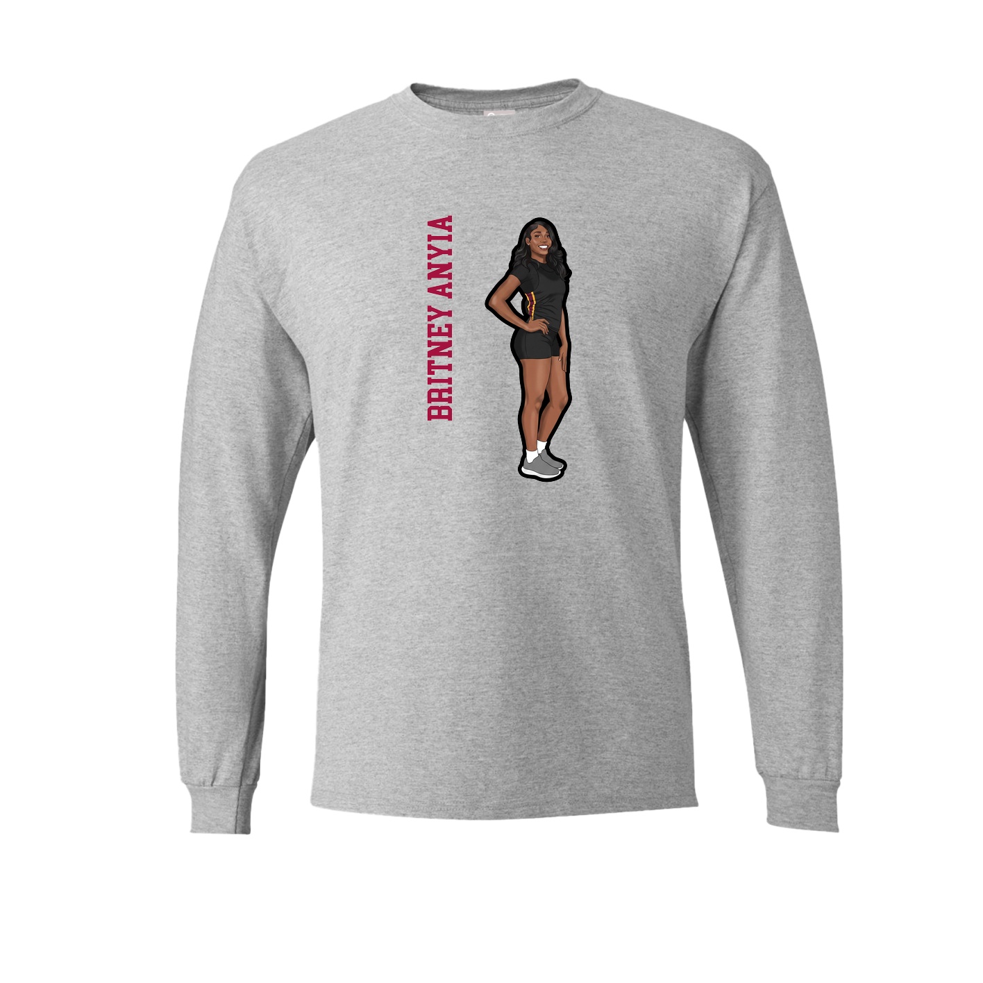 Long Sleeve Tee — Name Vertical in Grey