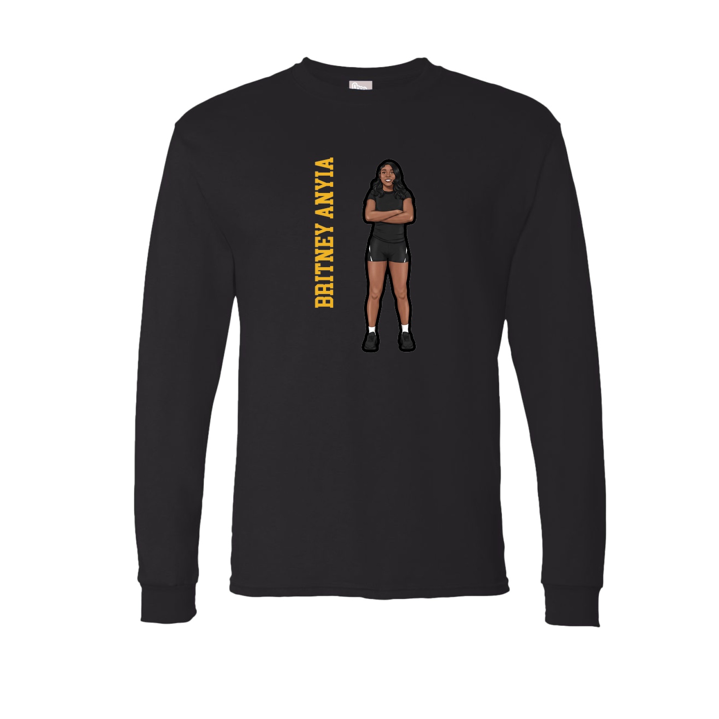 Long Sleeve Tee — Name Vertical in Black