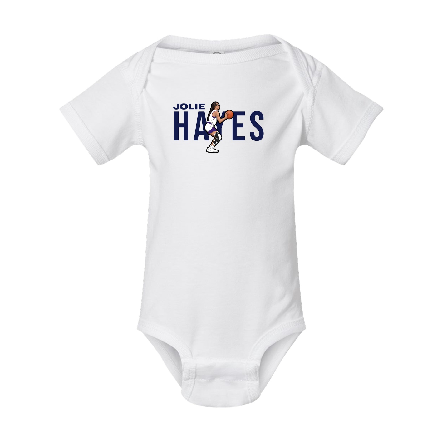 Baby Onesie — Player Name in White