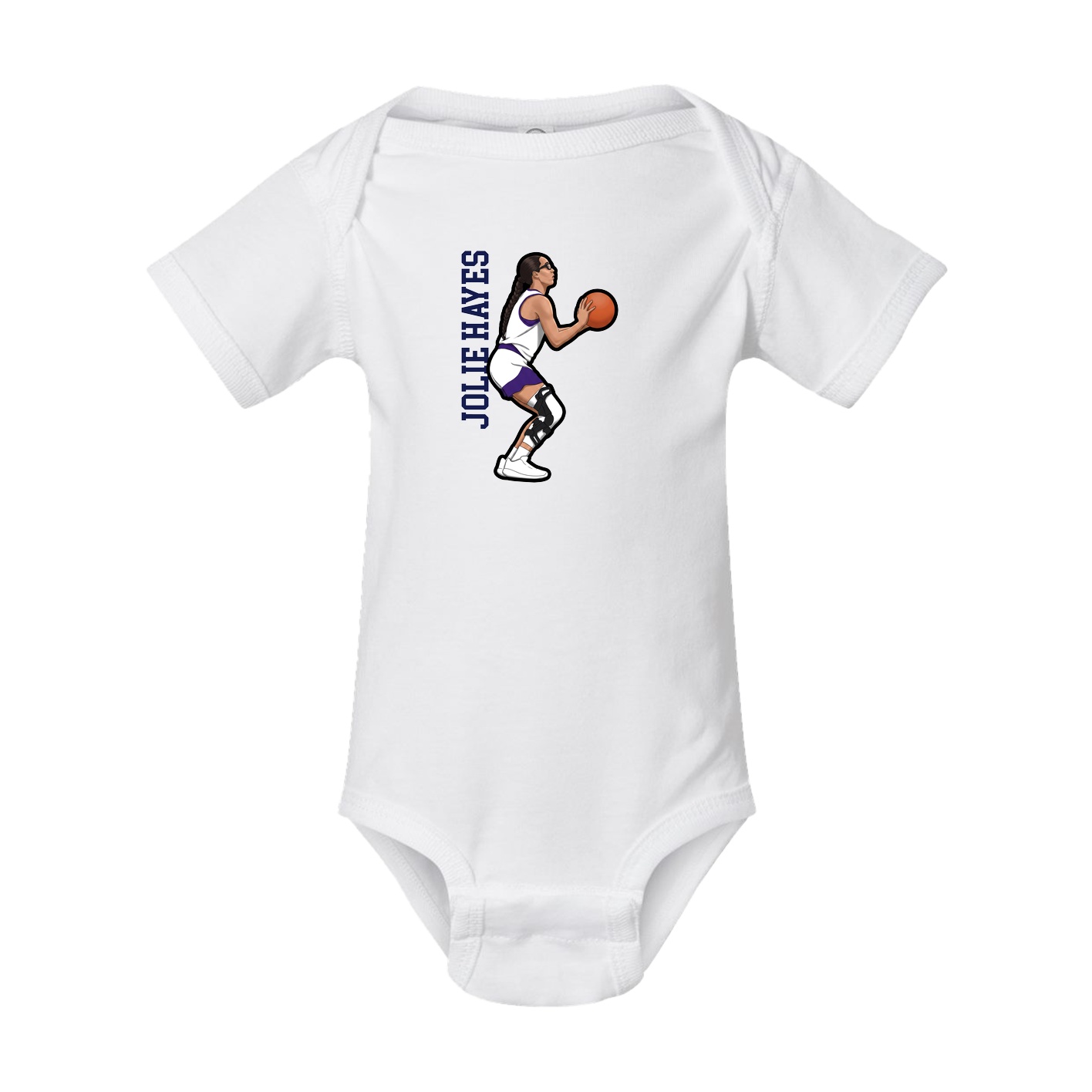 Baby Onesie — Name Vertical in White