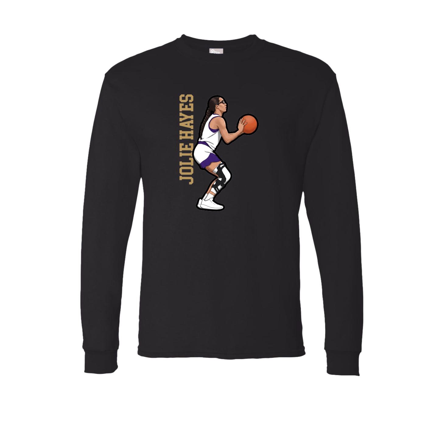Long Sleeve Tee — Name Vertical in Black