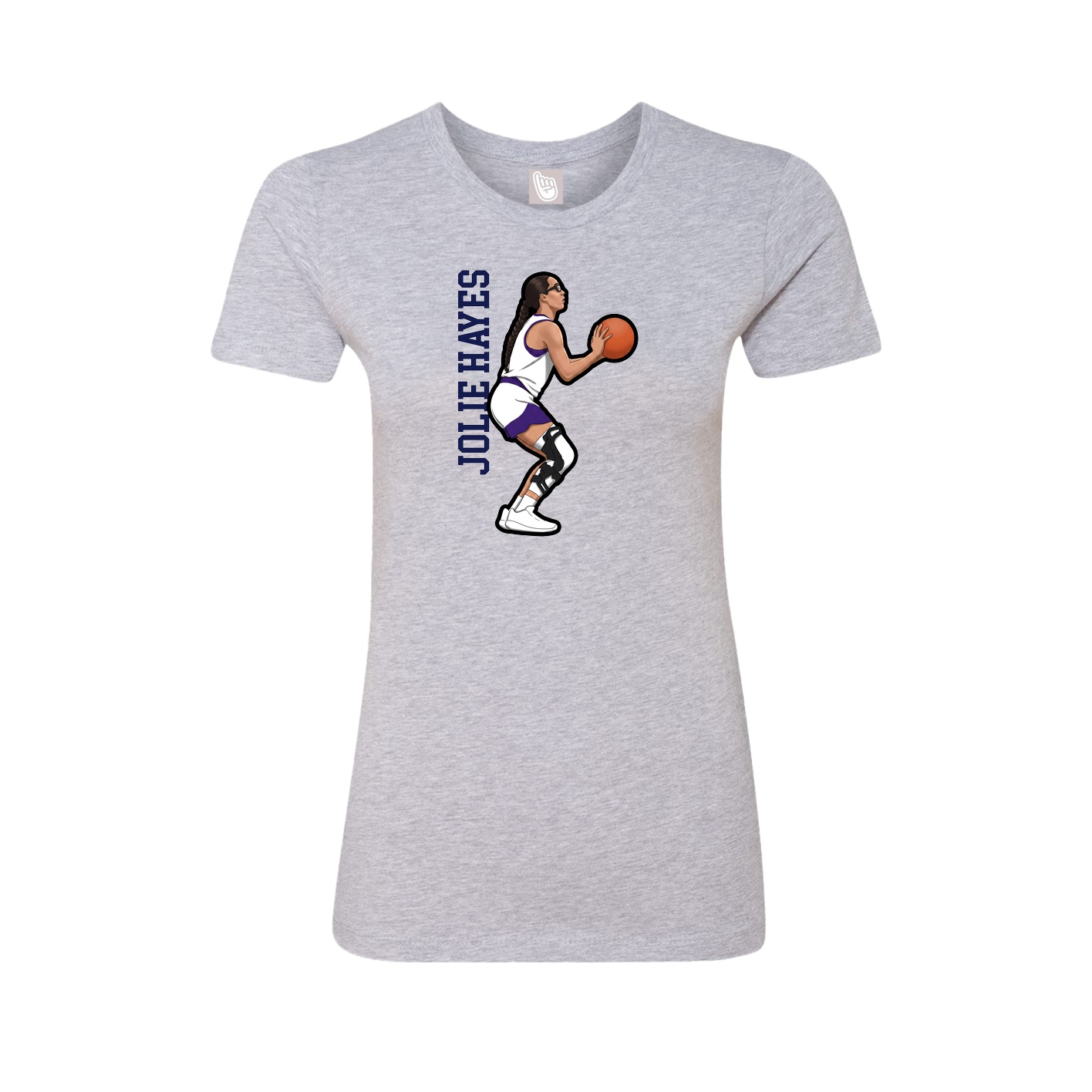 Fitted Women's Tee — Name Vertical in Grey
