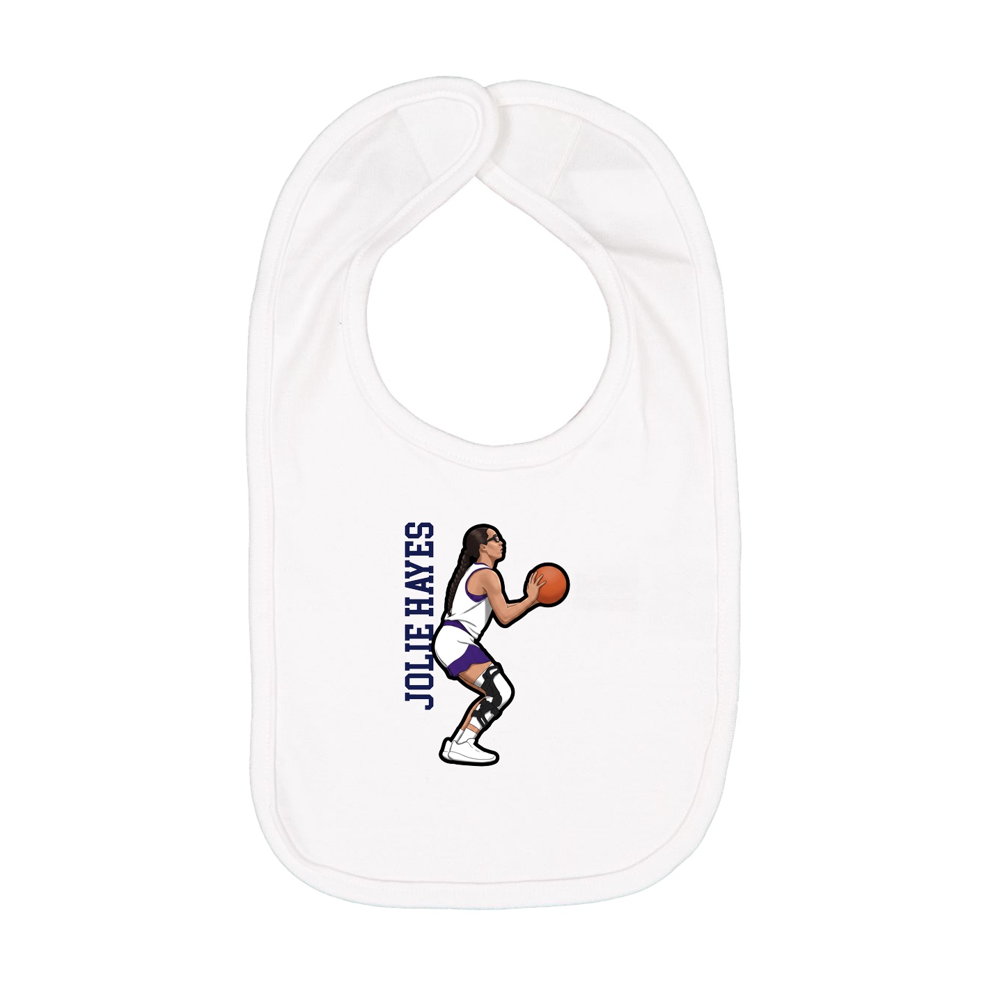 Infant Bib — Name Vertical in White