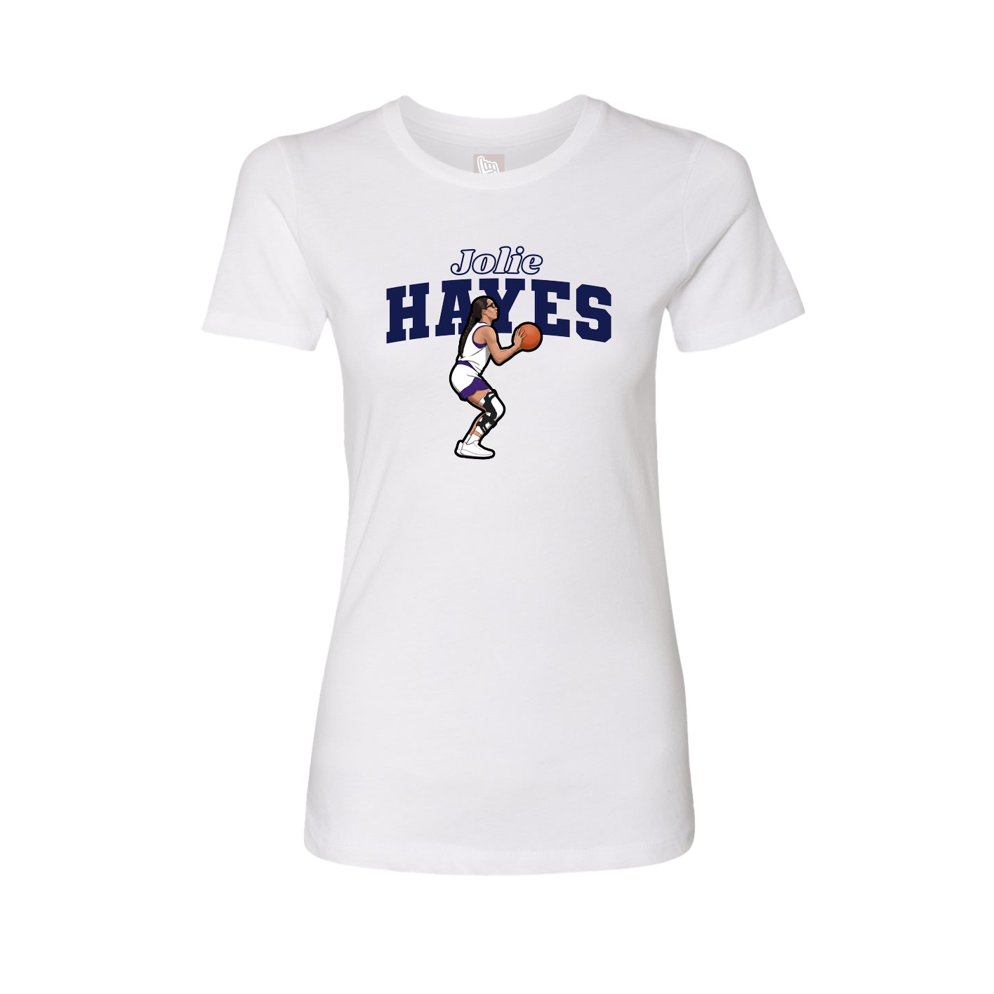 Fitted Women's Tee — Name Arch in White