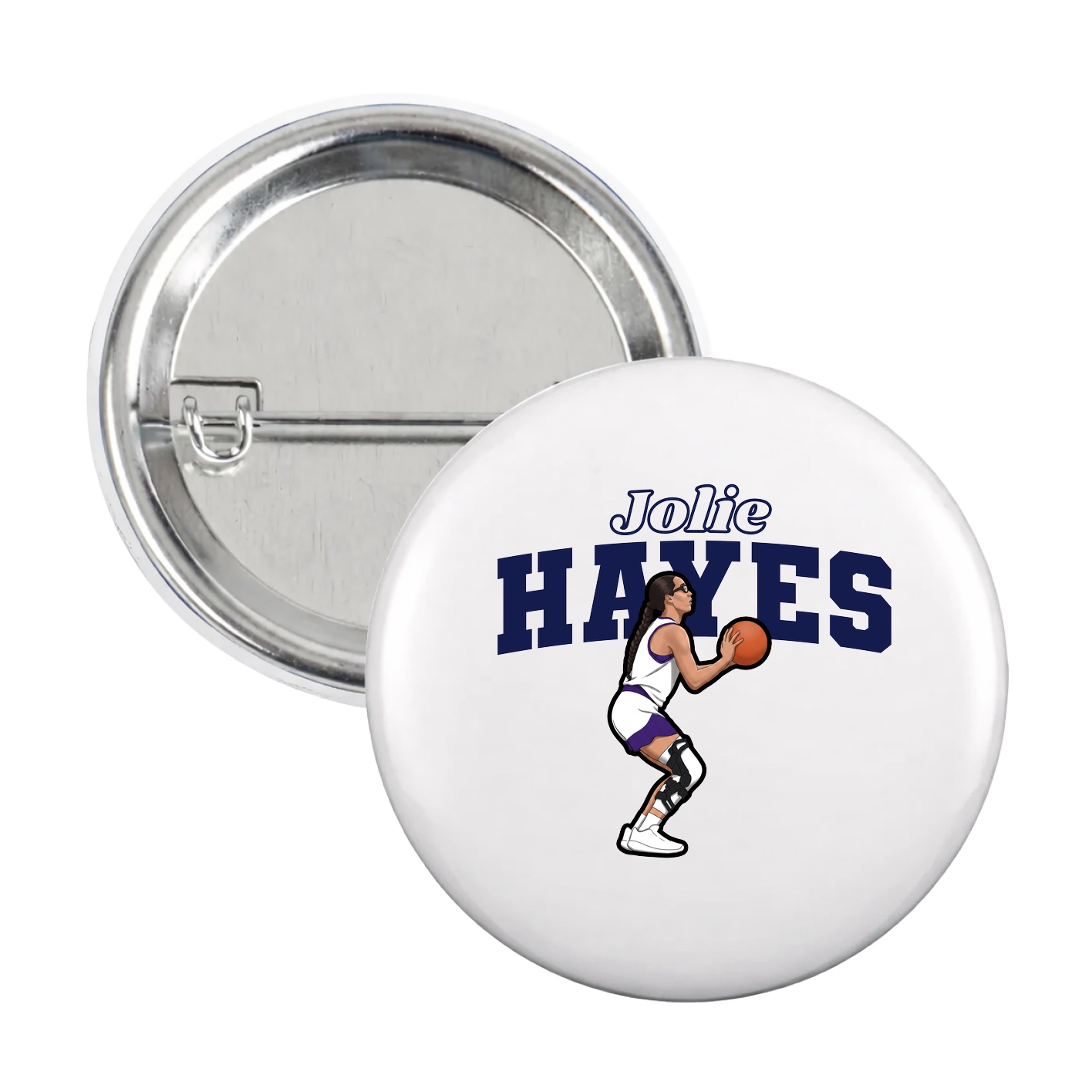 Game Day Button — Name Arch in White