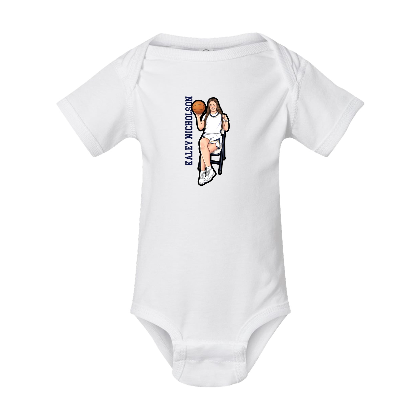 Baby Onesie — Name Vertical in White
