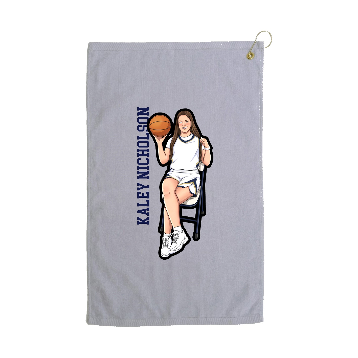 Golf Towel — Name Vertical in Grey