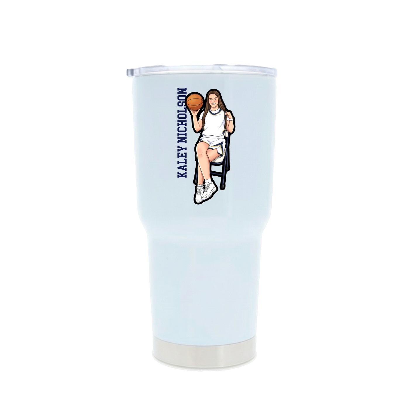 30oz Stainless Steel Tumbler — Name Vertical in White