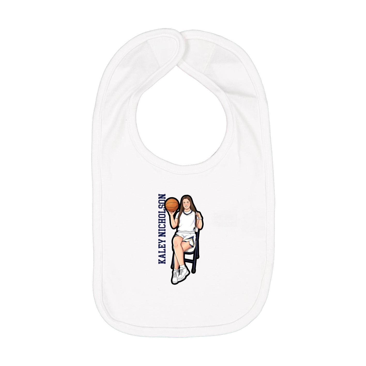 Infant Bib — Name Vertical in White