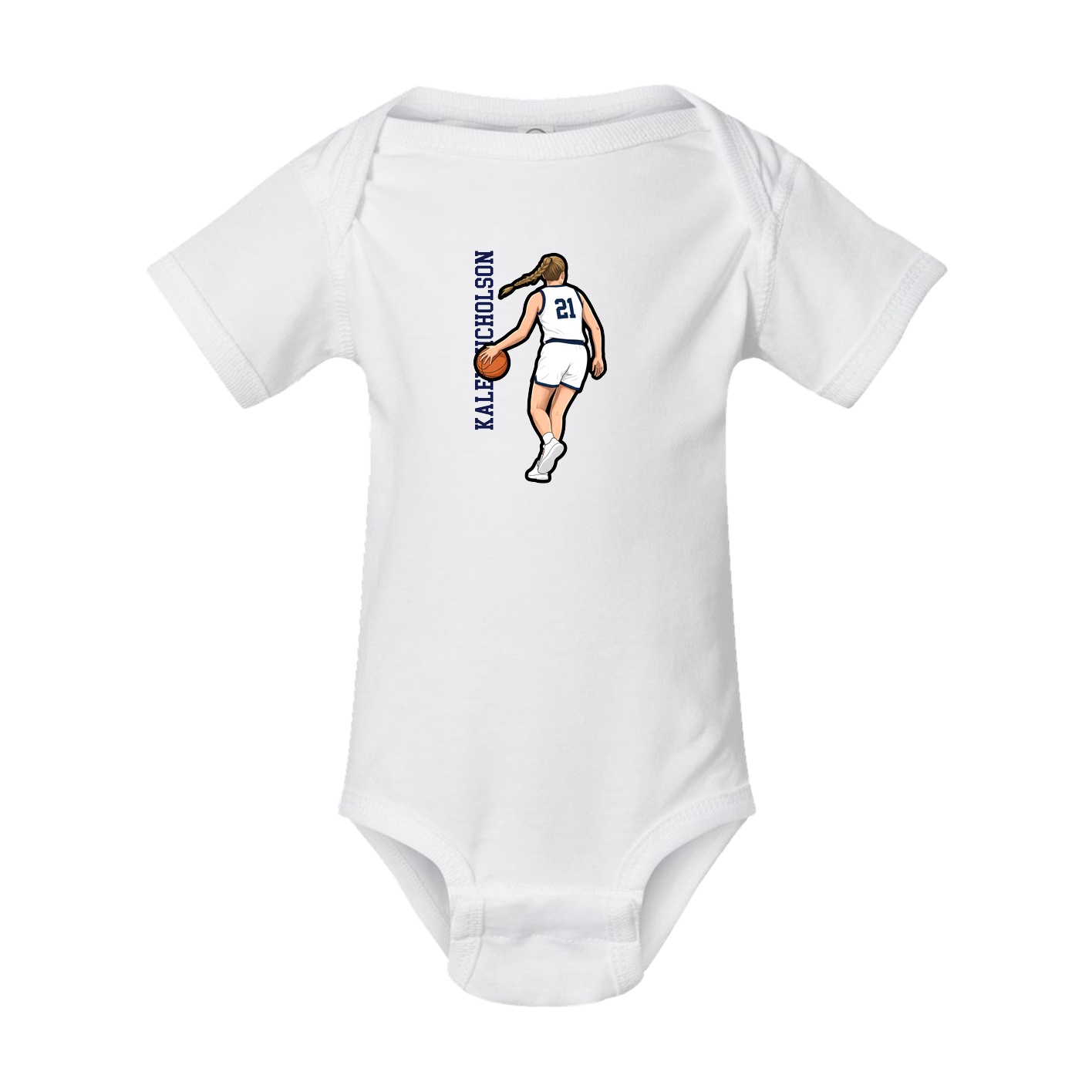 Baby Onesie — Name Vertical in White