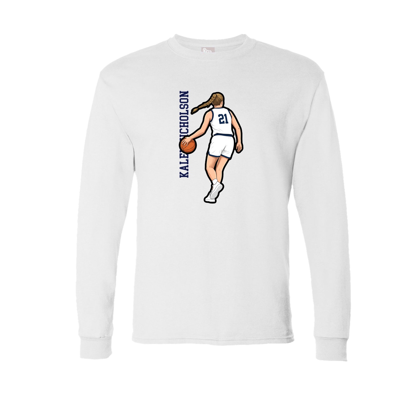 Long Sleeve Tee — Name Vertical in White