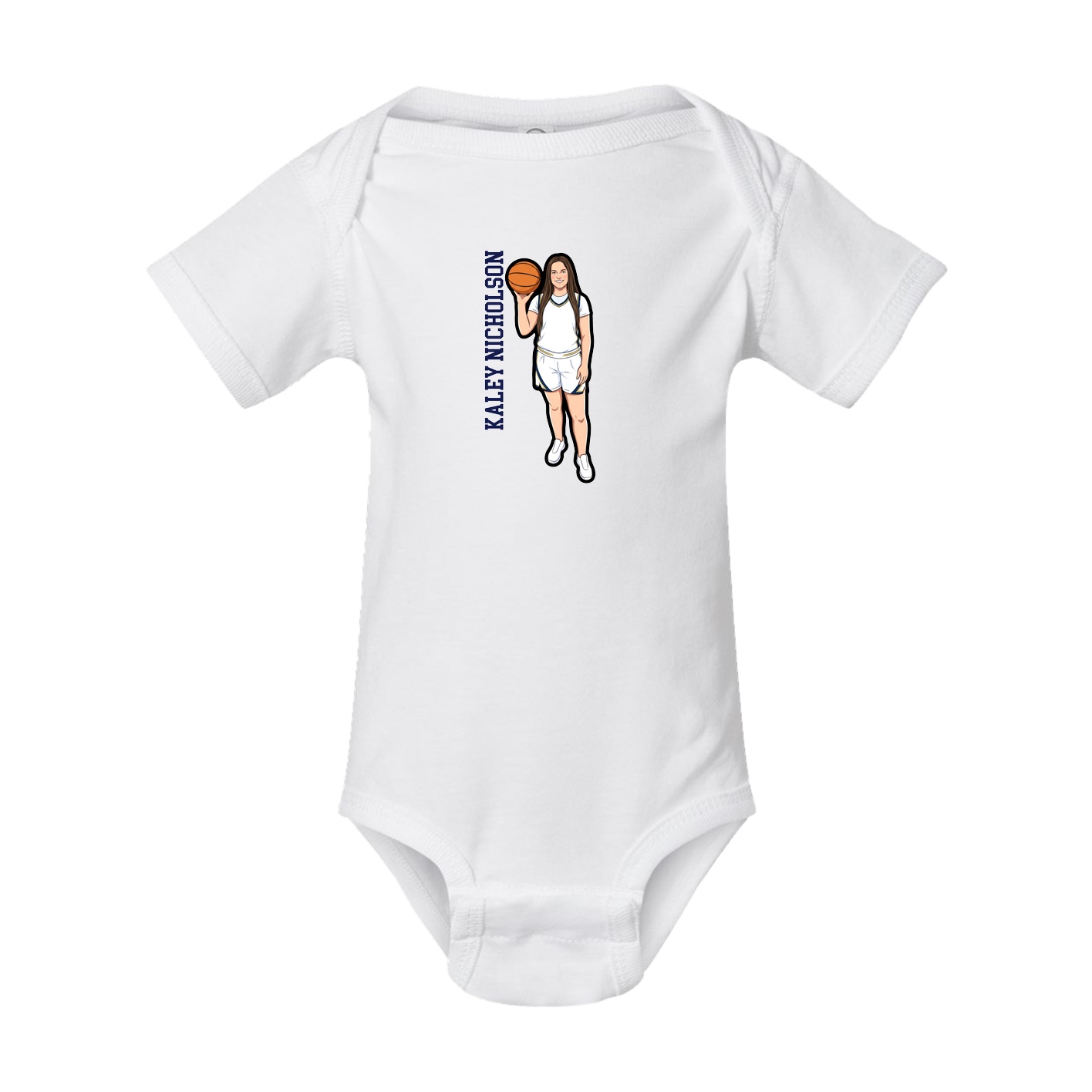 Baby Onesie — Name Vertical in White