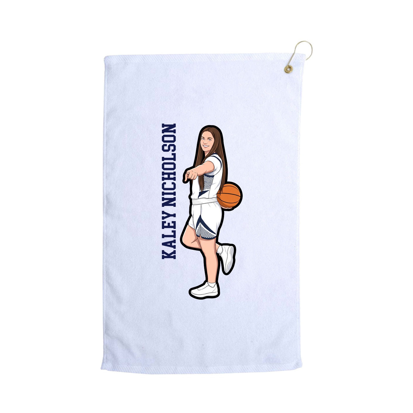 Golf Towel — Name Vertical in White