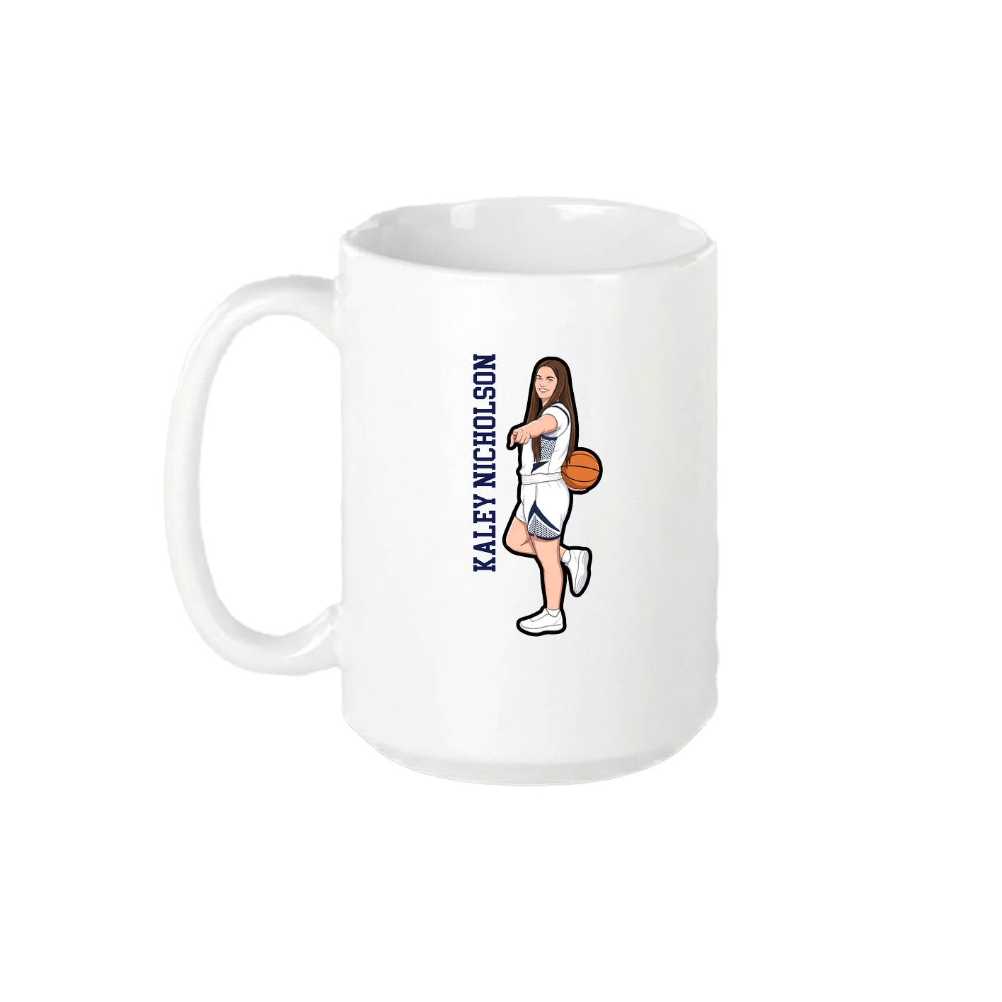15oz Coffee Mug — Name Vertical in White