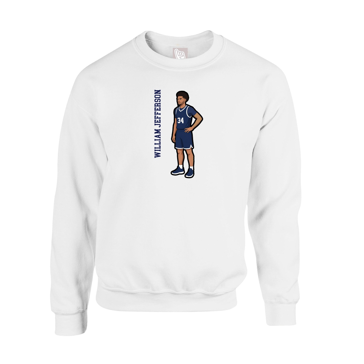 Fleece Crew — Name Vertical in White