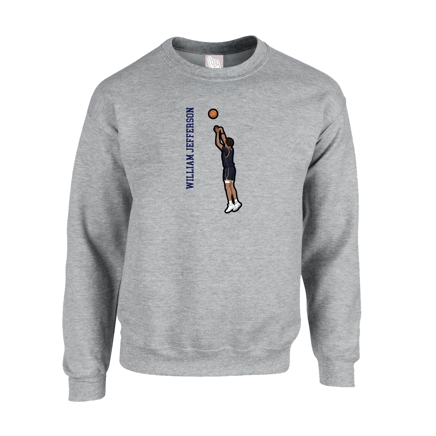 Fleece Crew — Name Vertical in Grey