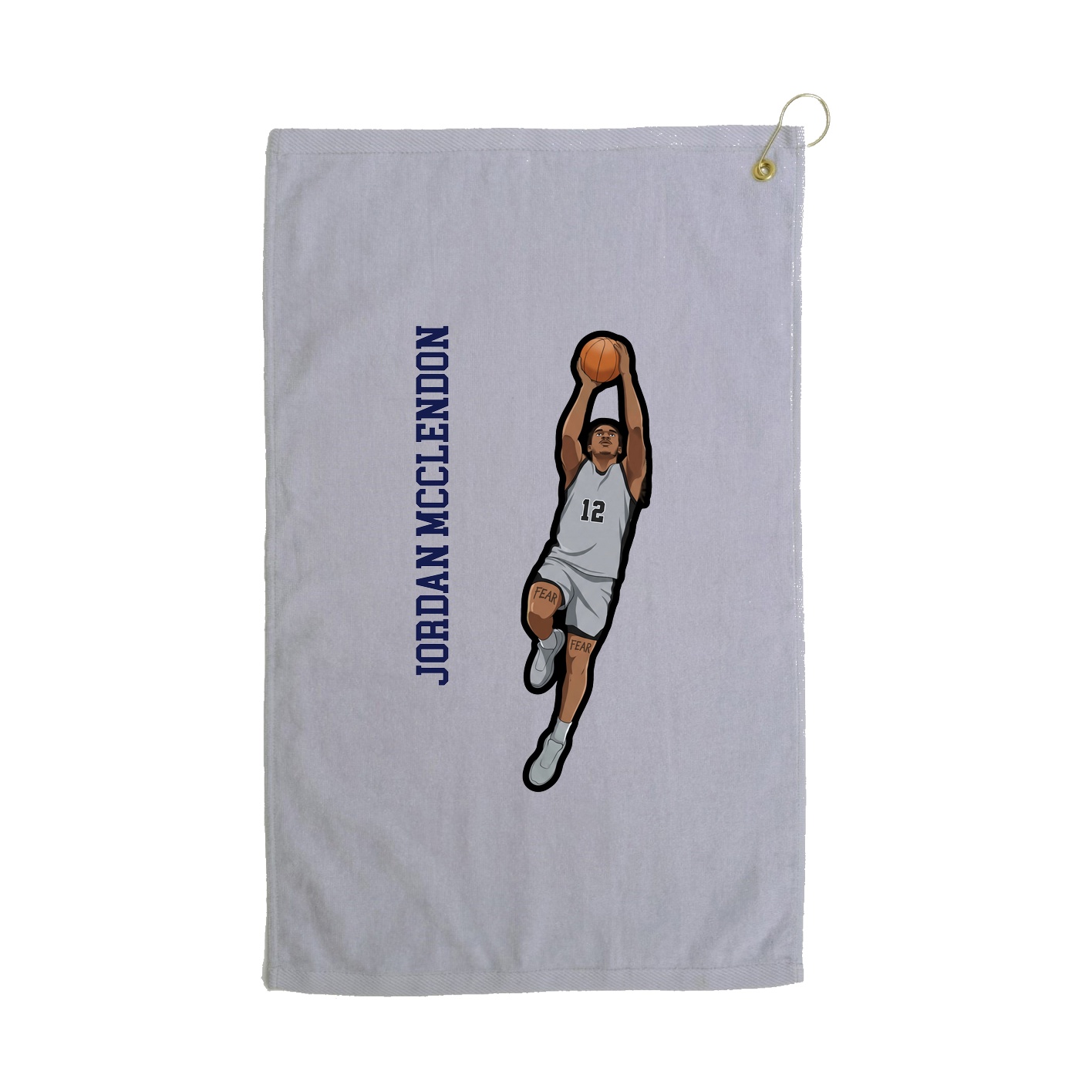 Golf Towel — Name Vertical in Grey