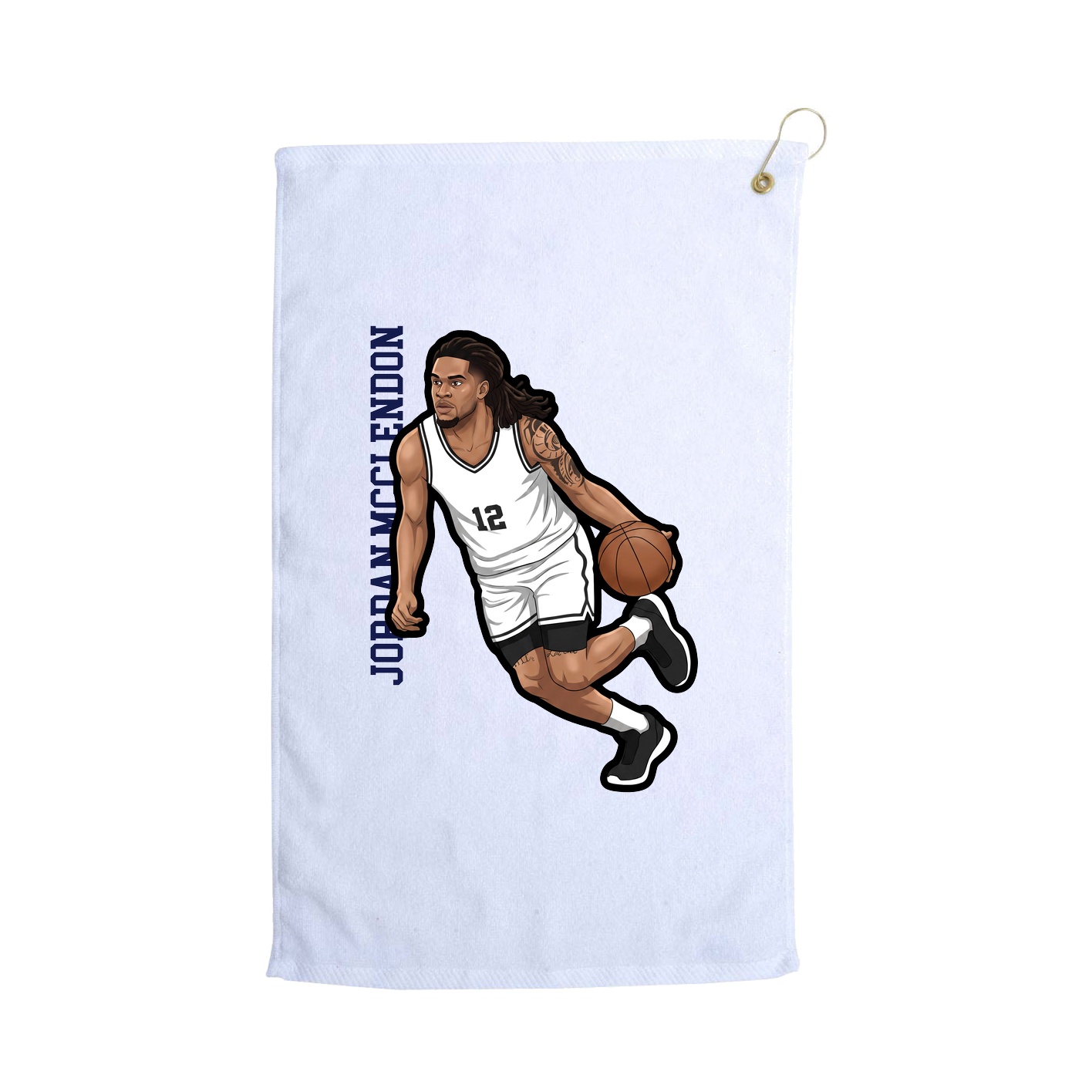 Golf Towel — Name Vertical in White