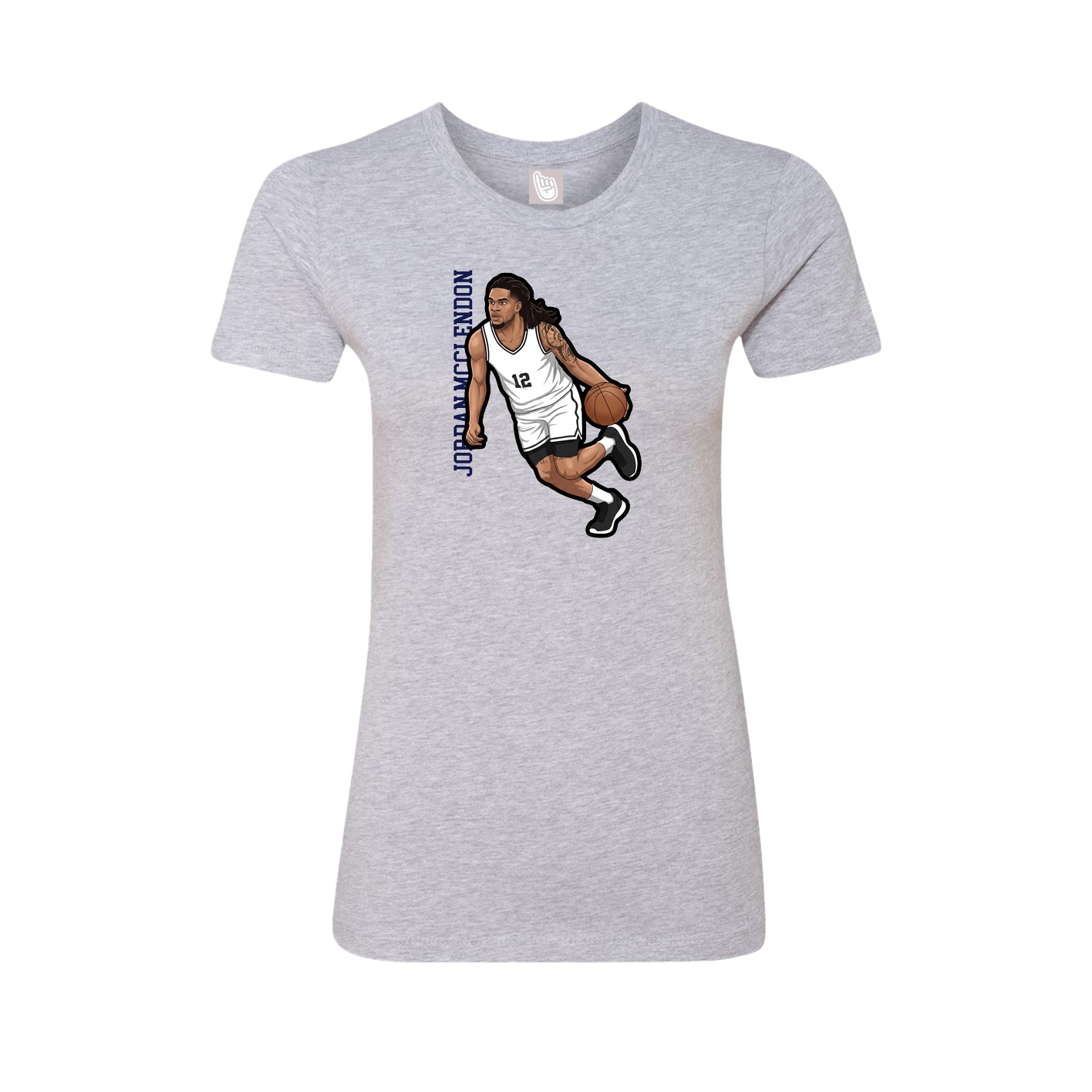 Fitted Women's Tee — Name Vertical in Grey