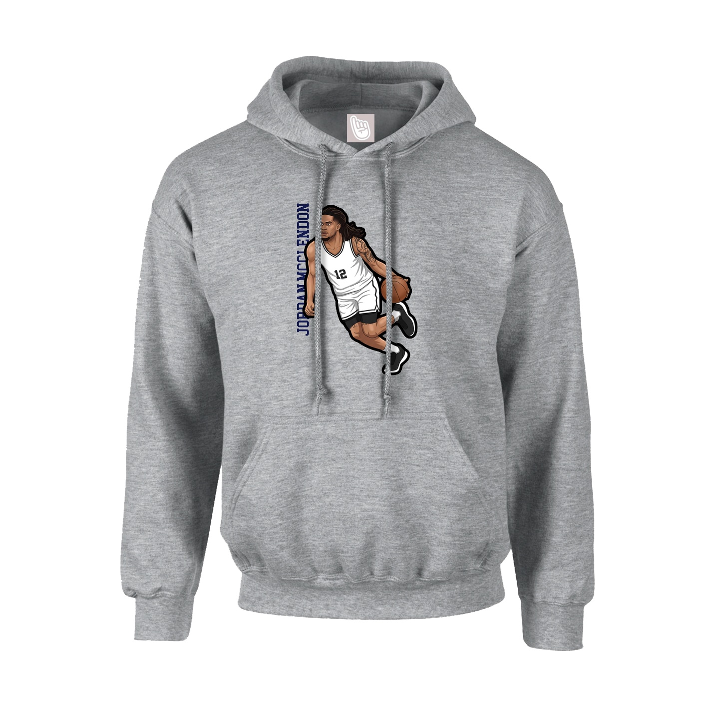 Youth Hoodie — Name Vertical in Grey