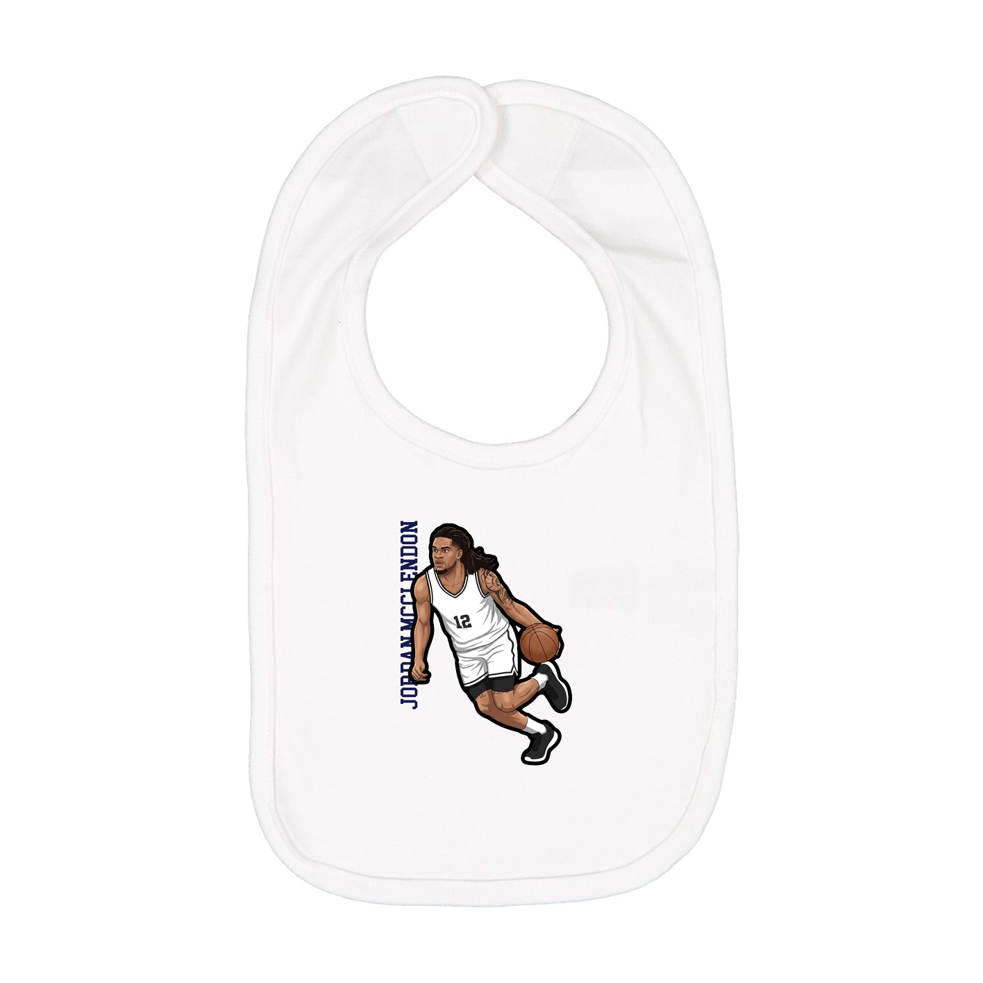 Infant Bib — Name Vertical in White
