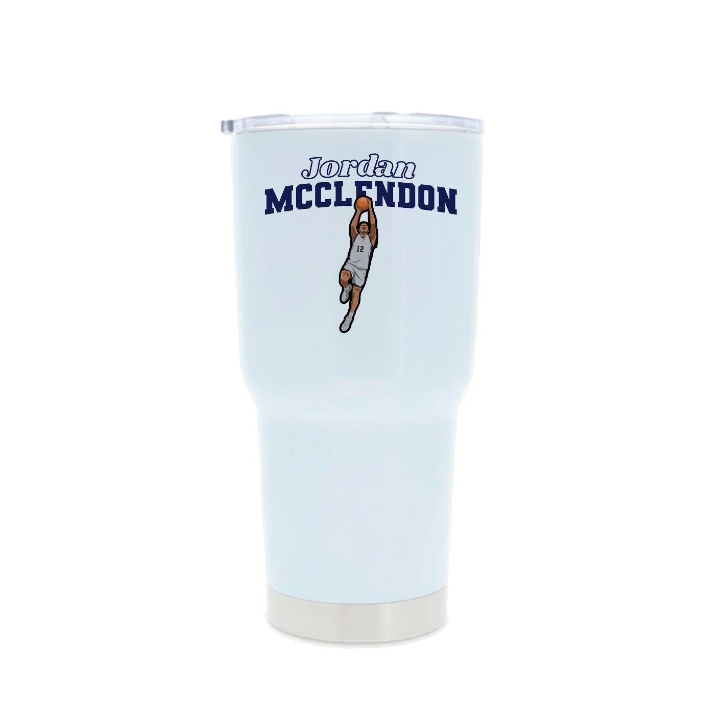 30oz Stainless Steel Tumbler — Name Arch in White