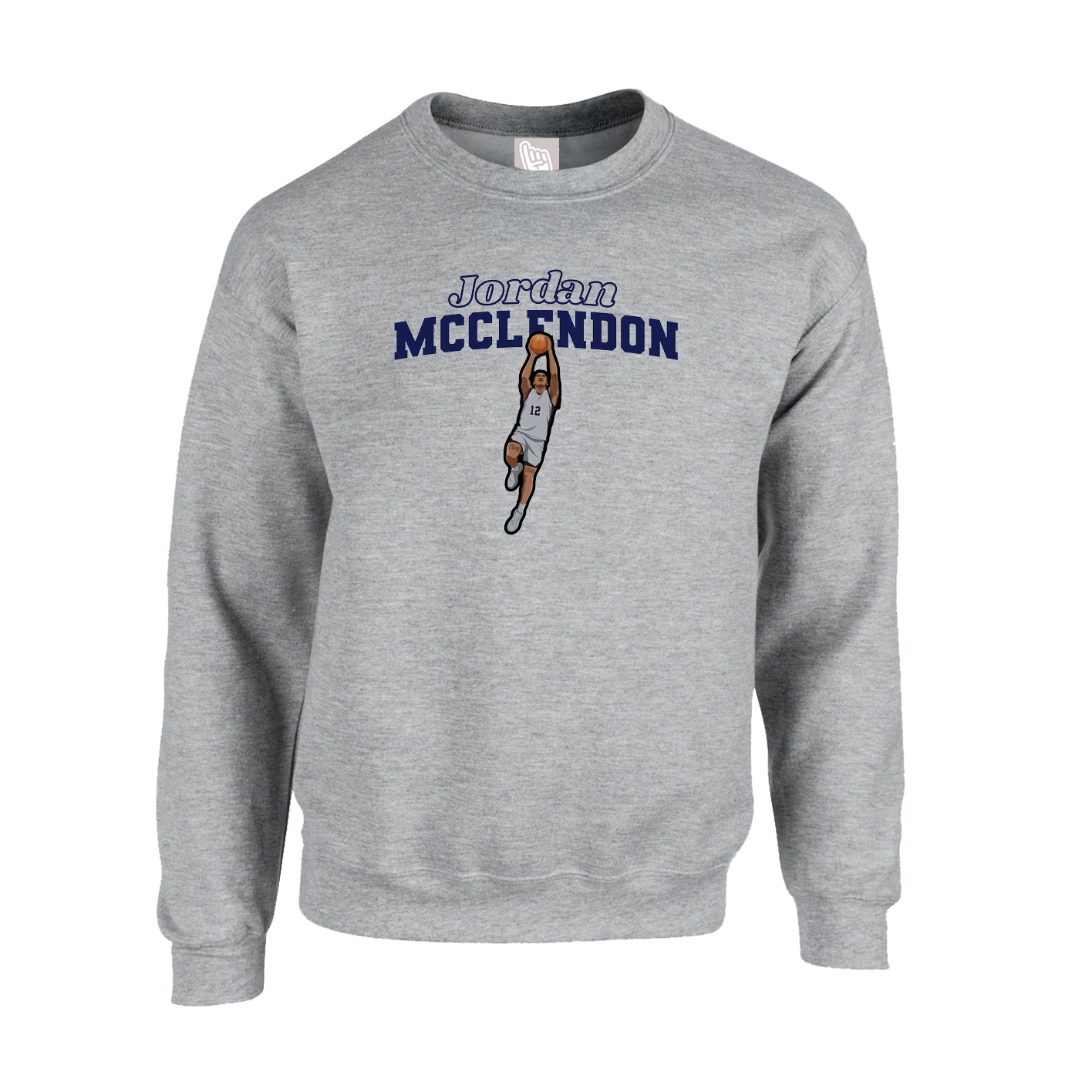 Fleece Crew — Name Arch in Grey