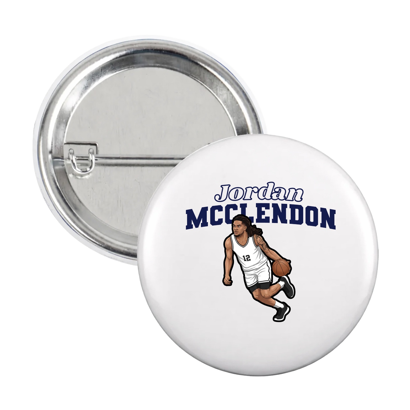Game Day Button — Name Arch in White