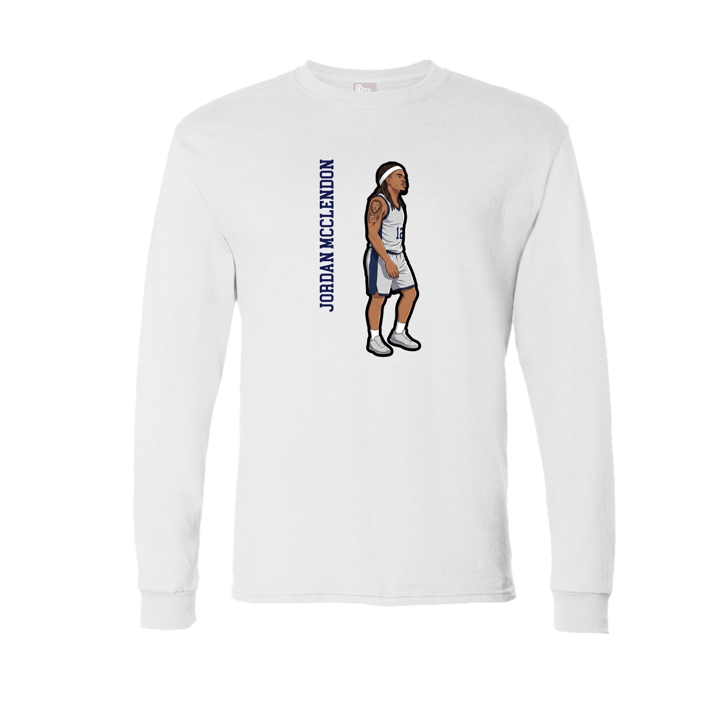 Long Sleeve Tee — Name Vertical in White