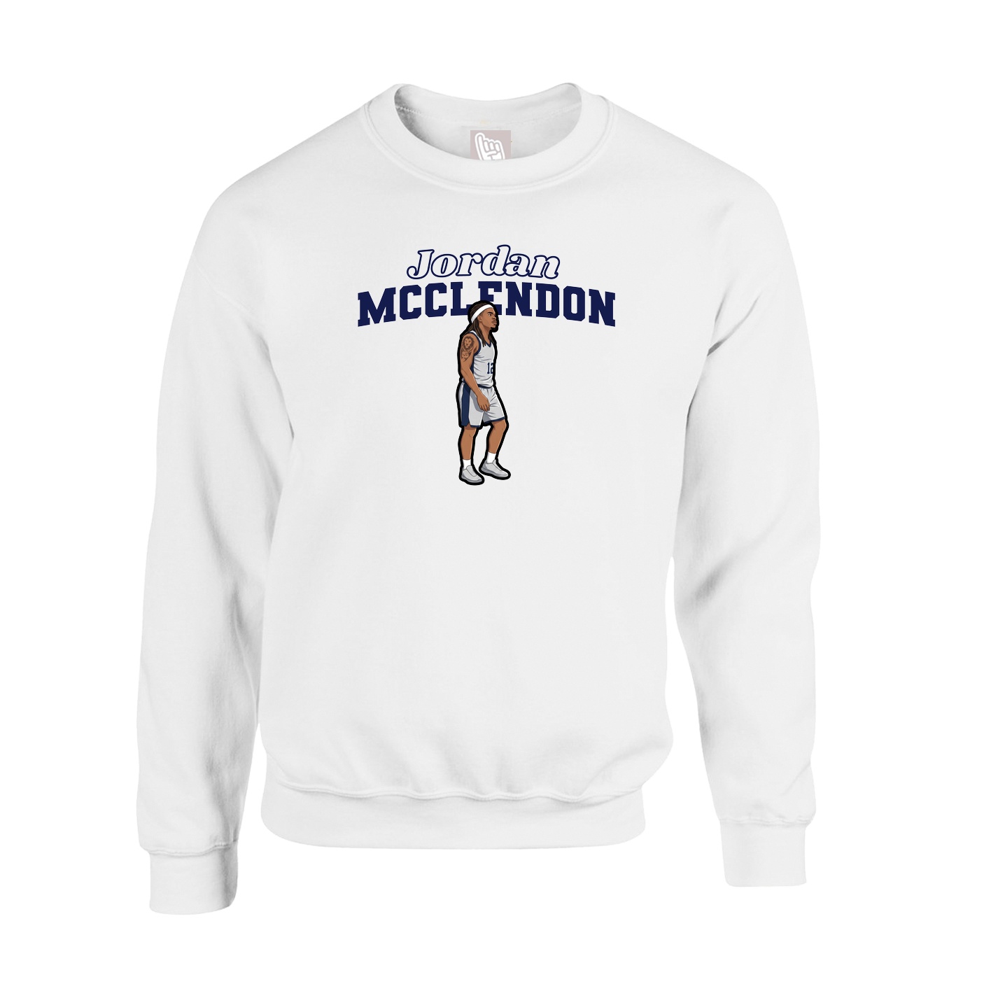 Fleece Crew — Name Arch in White