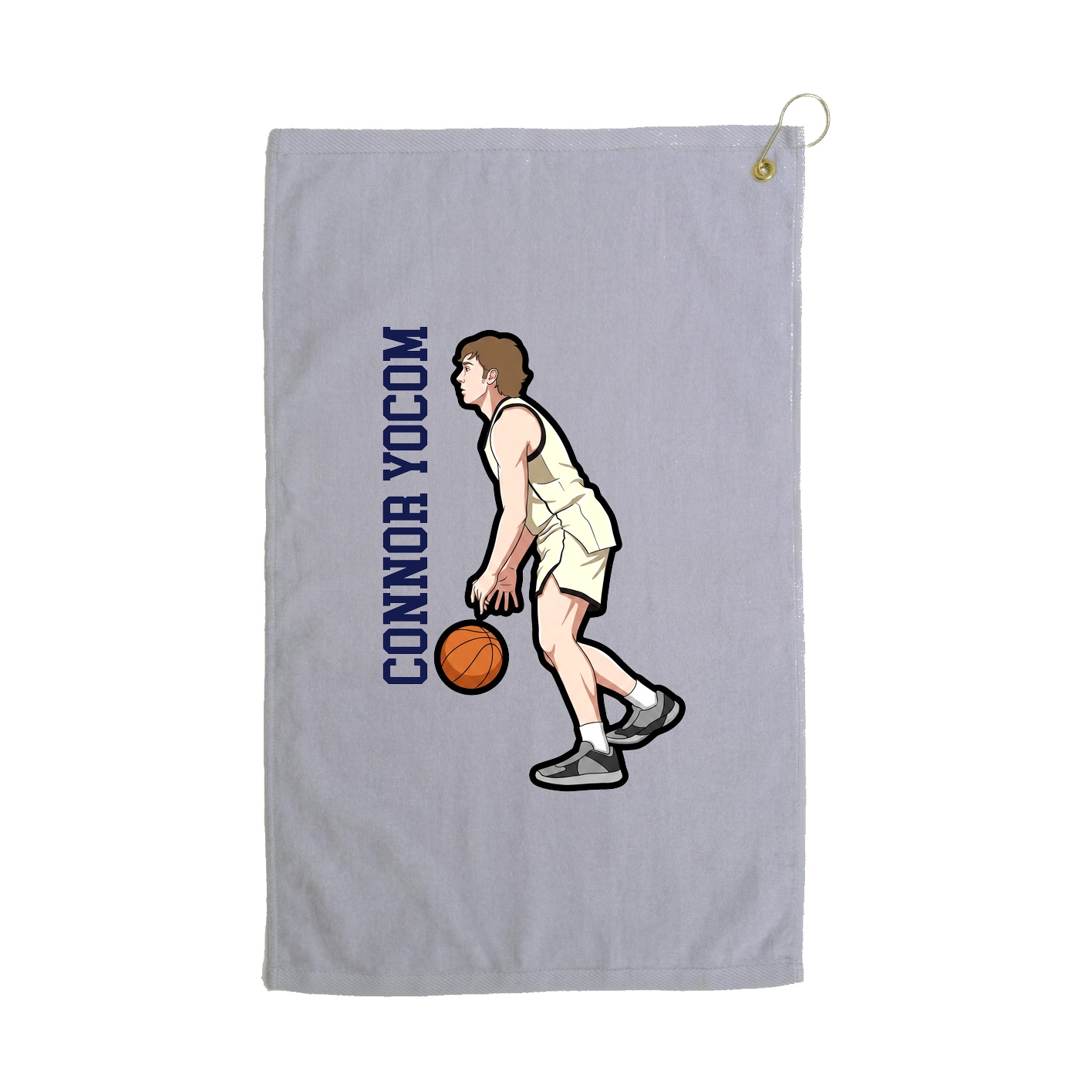 Golf Towel — Name Vertical in Grey
