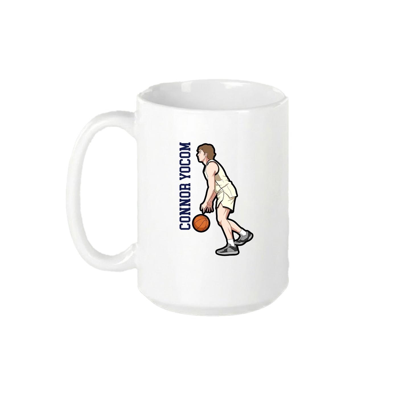 15oz Coffee Mug — Name Vertical in White