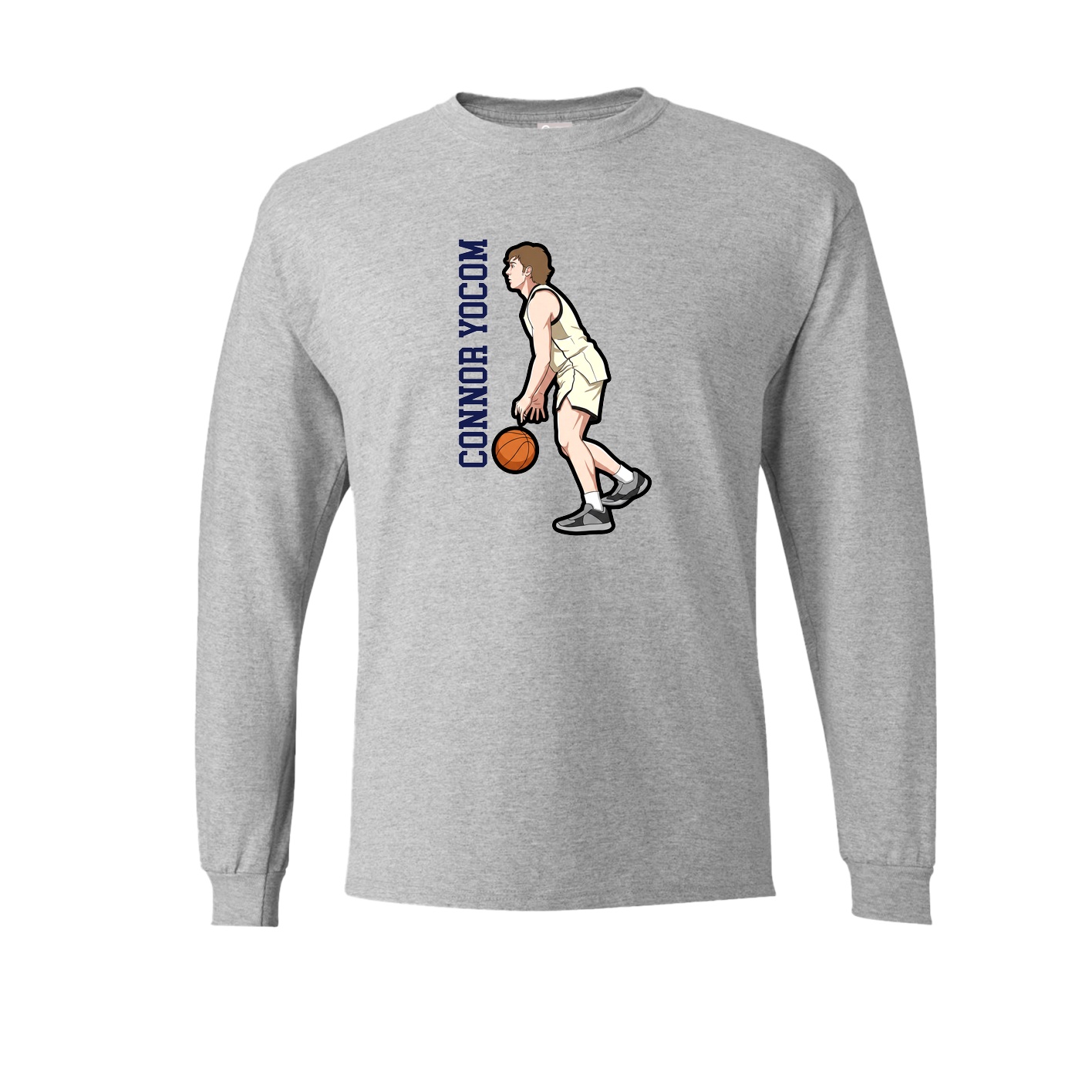 Long Sleeve Tee — Name Vertical in Grey