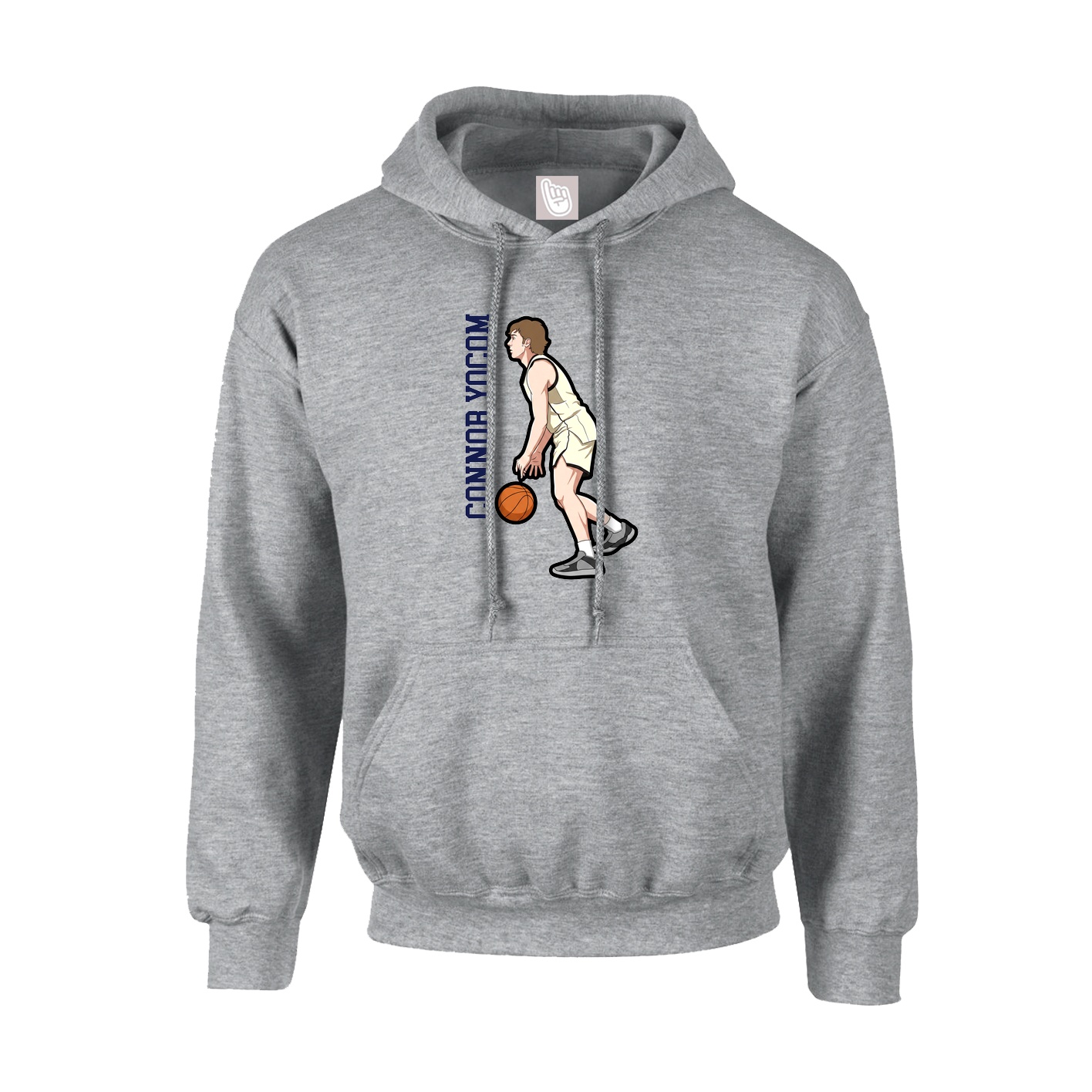 Youth Hoodie — Name Vertical in Grey