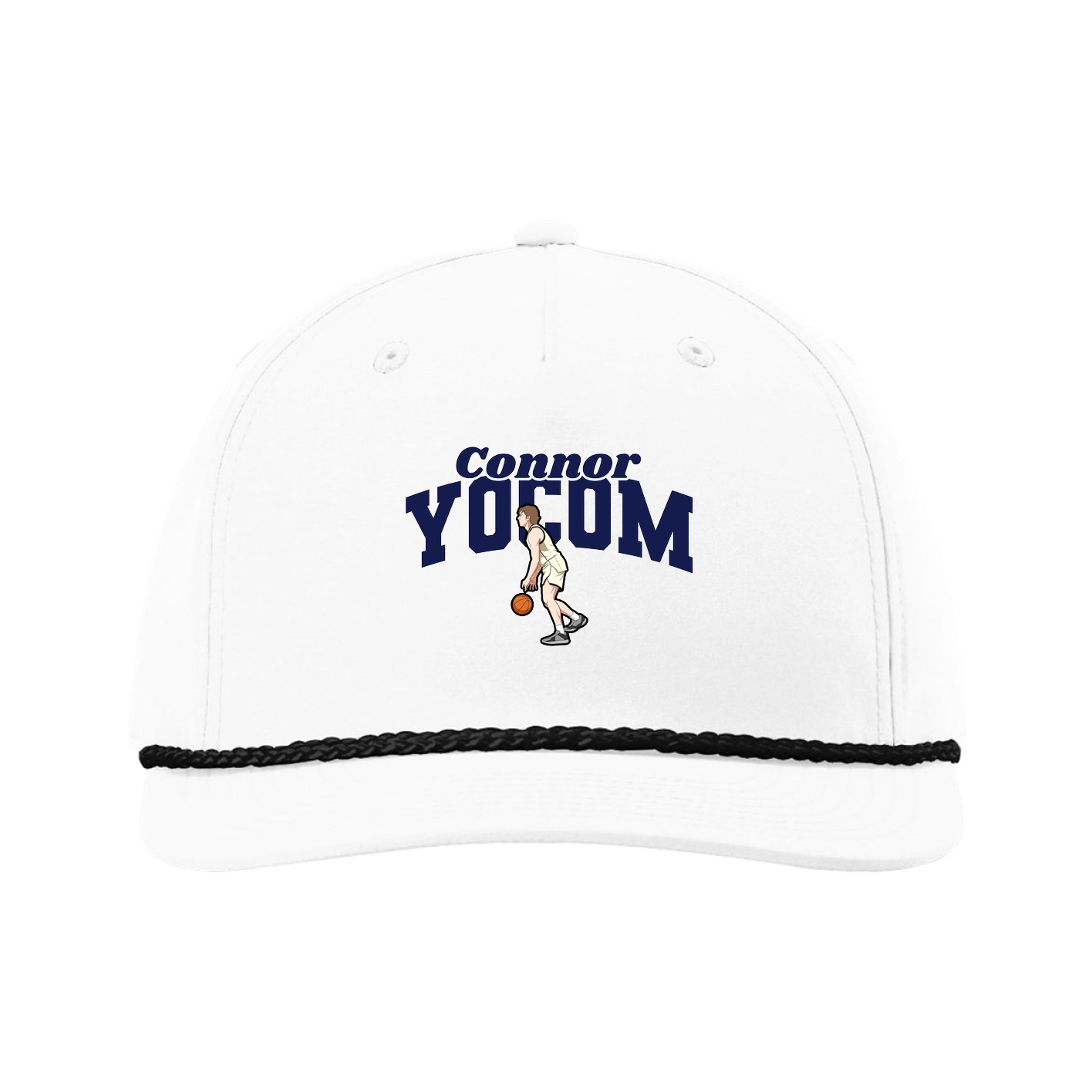 Five-Panel Classic Rope Cap — Signature Arch in White