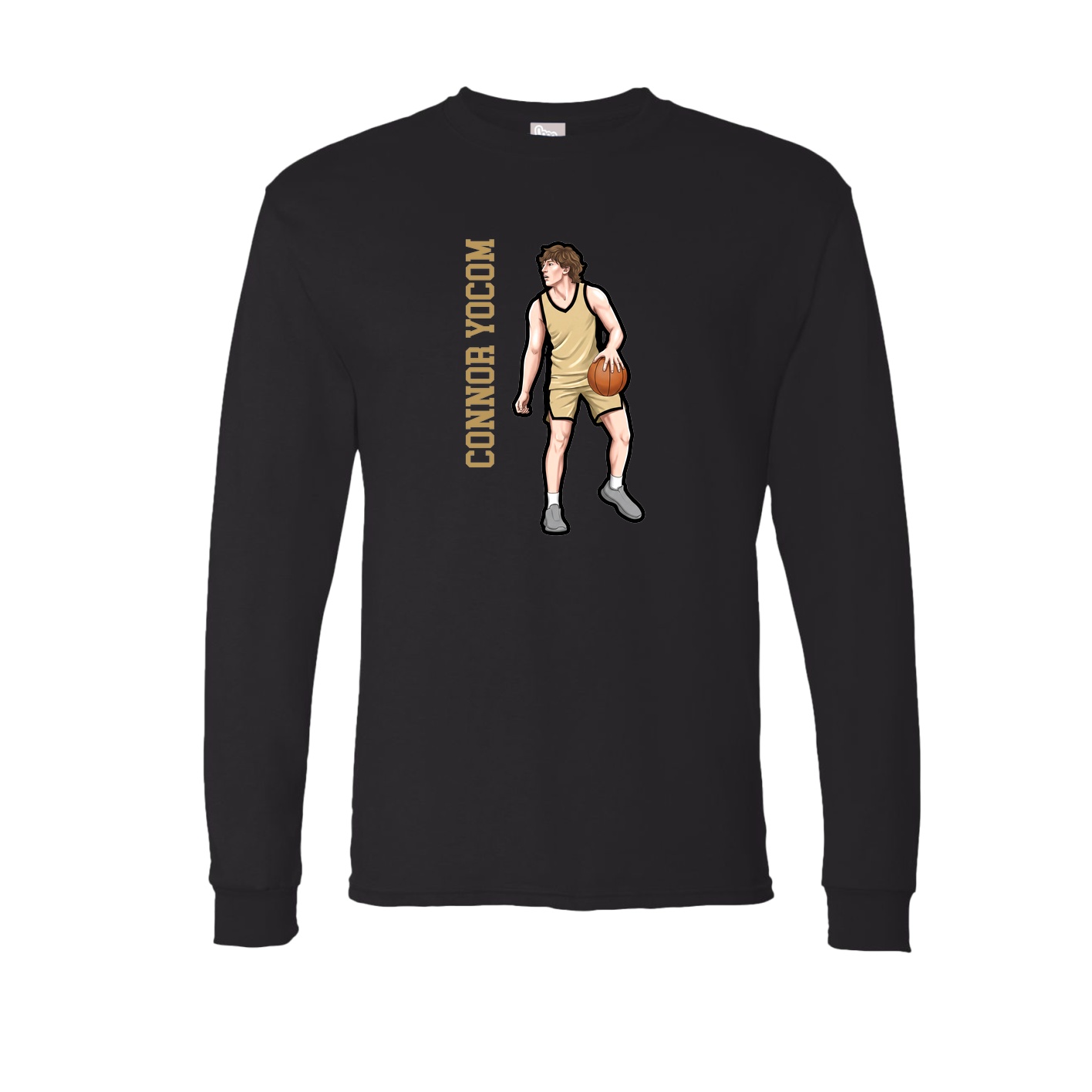 Long Sleeve Tee — Name Vertical in Black