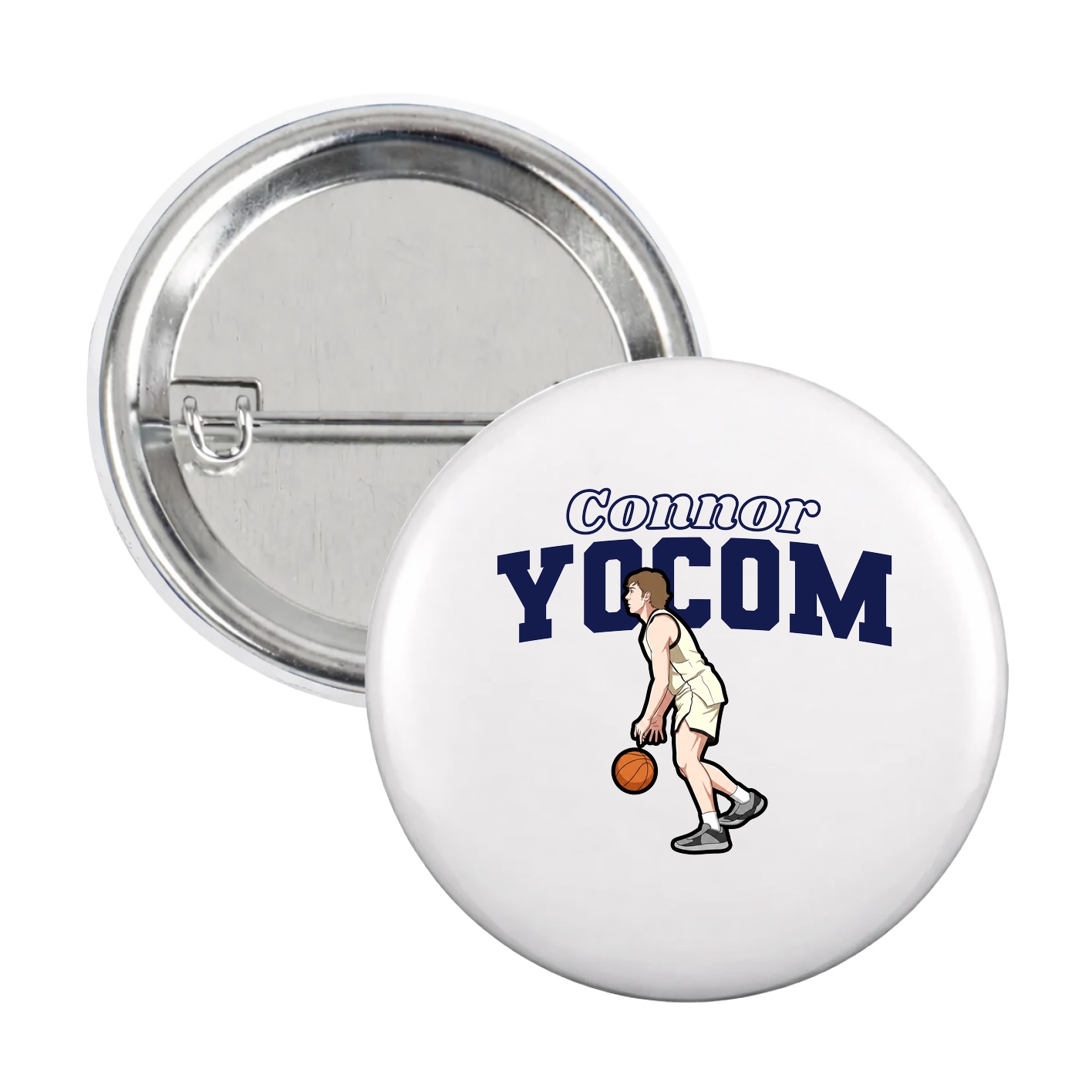 Game Day Button — Name Arch in White