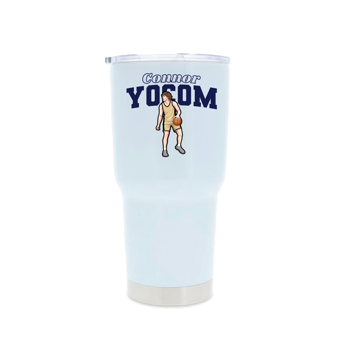 30oz Stainless Steel Tumbler — Name Arch in White