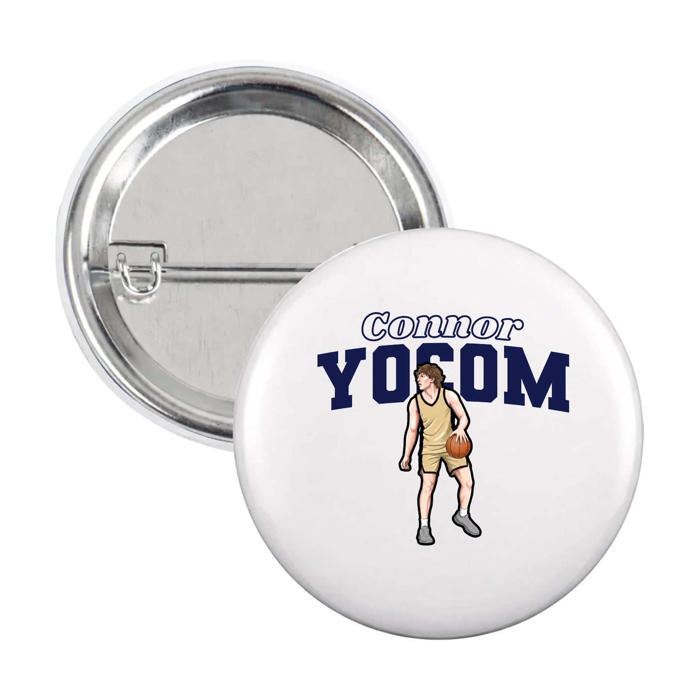 Game Day Button — Name Arch in White