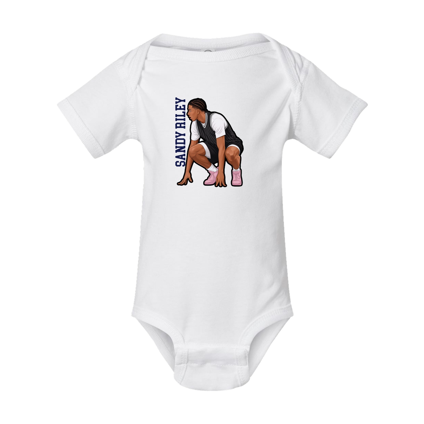 Baby Onesie — Name Vertical in White