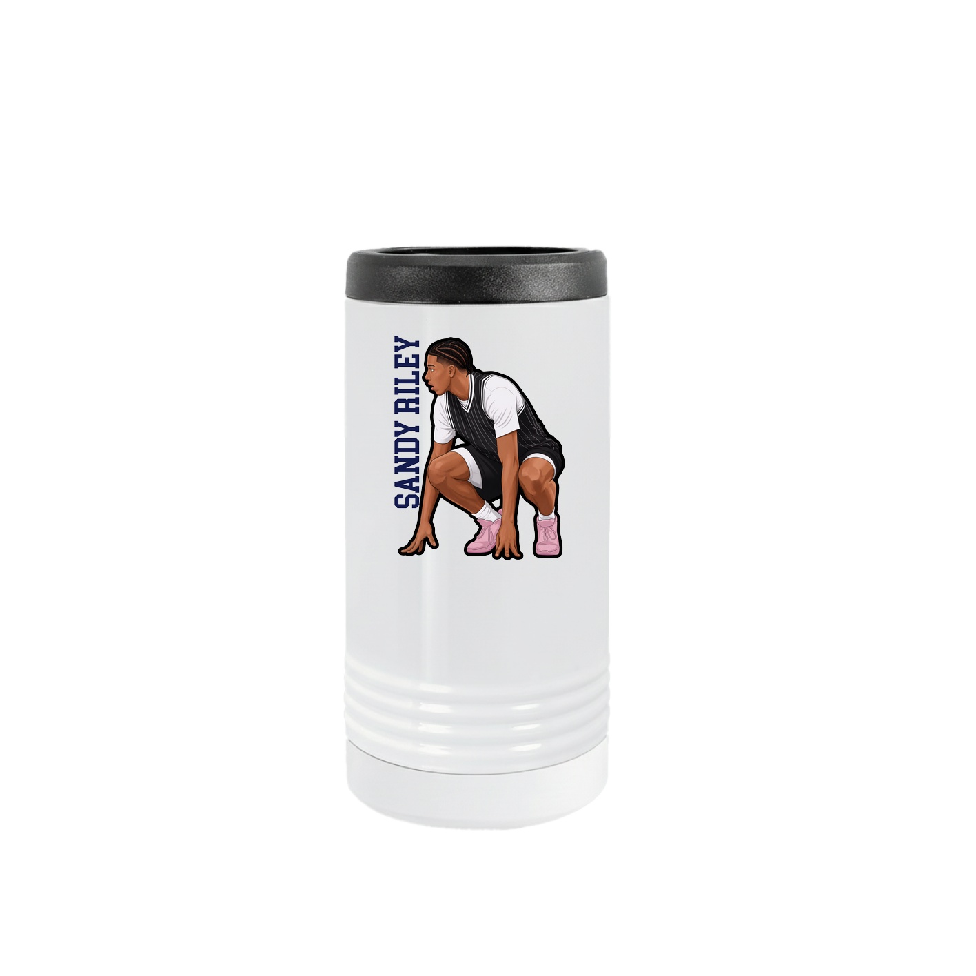 Slim Beverage Holder — Name Vertical in White