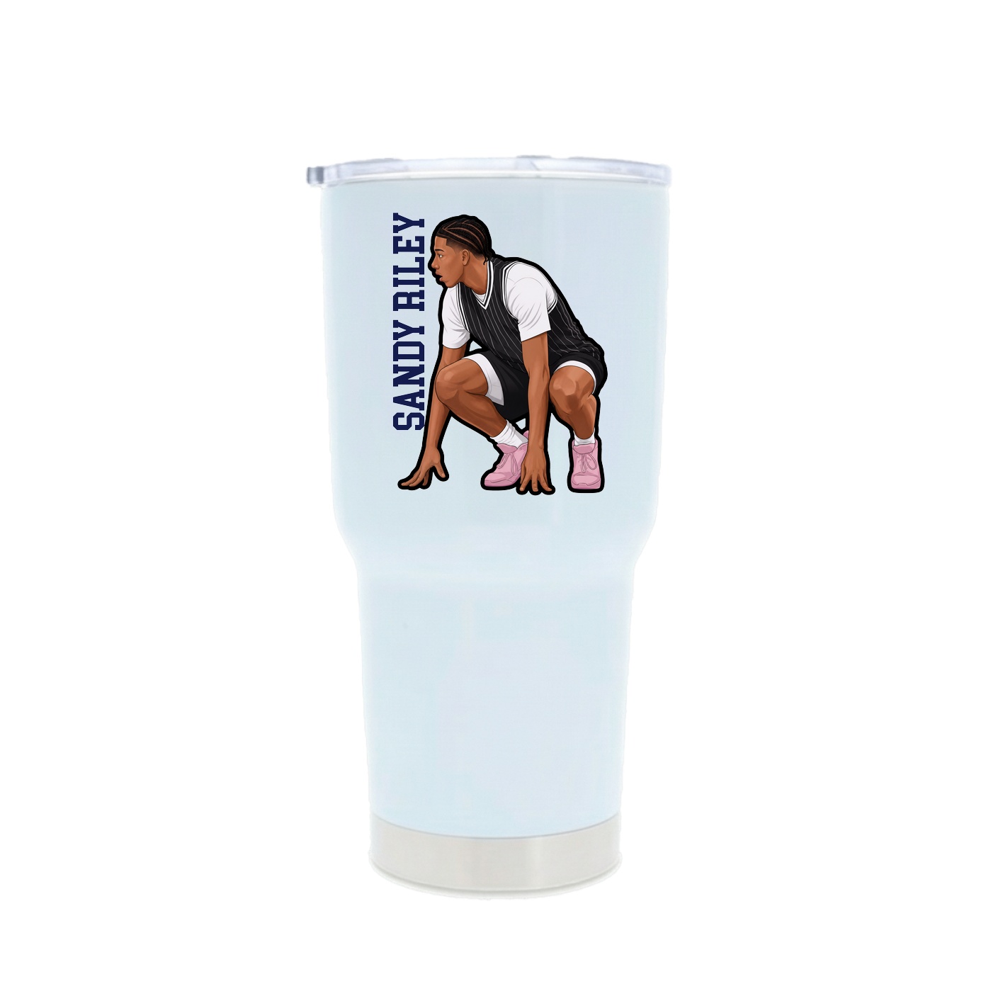 30oz Stainless Steel Tumbler — Name Vertical in White