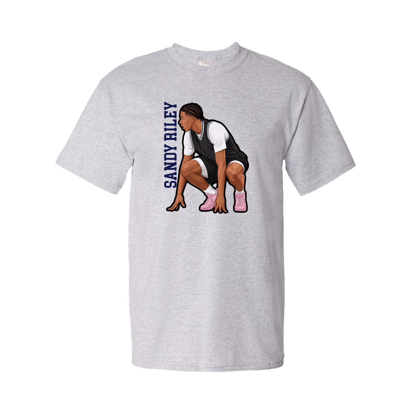 Youth Tee — Name Vertical in Grey