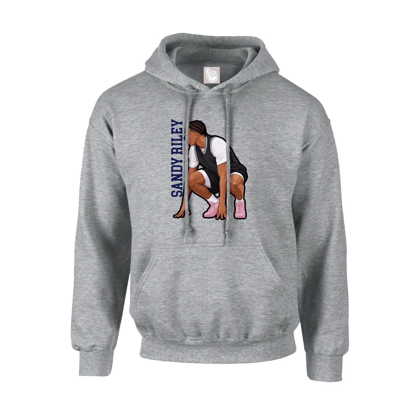 Youth Hoodie — Name Vertical in Grey